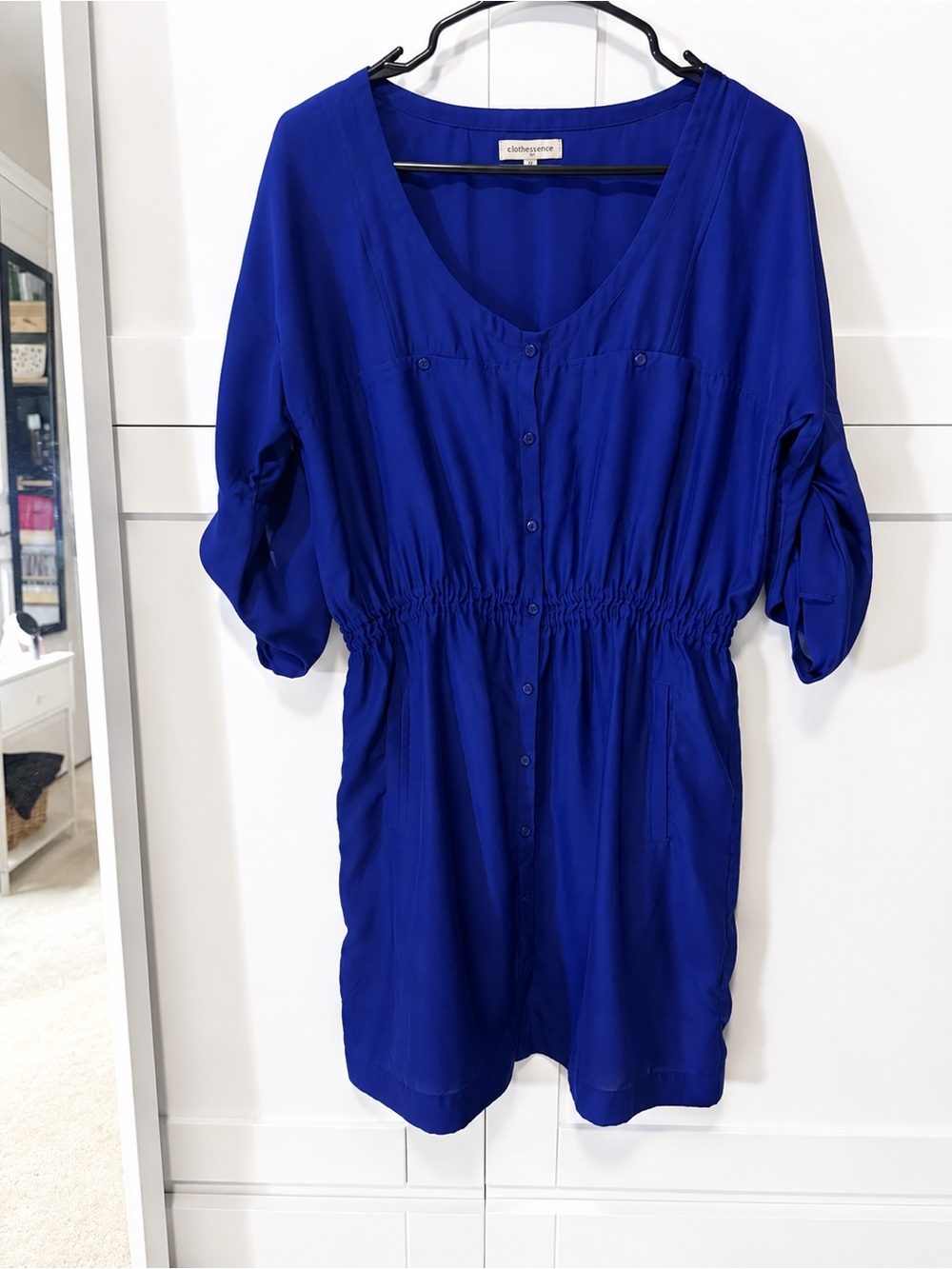 Silence + Noise Cobalt Blue Button-Front Dress | Size Medium